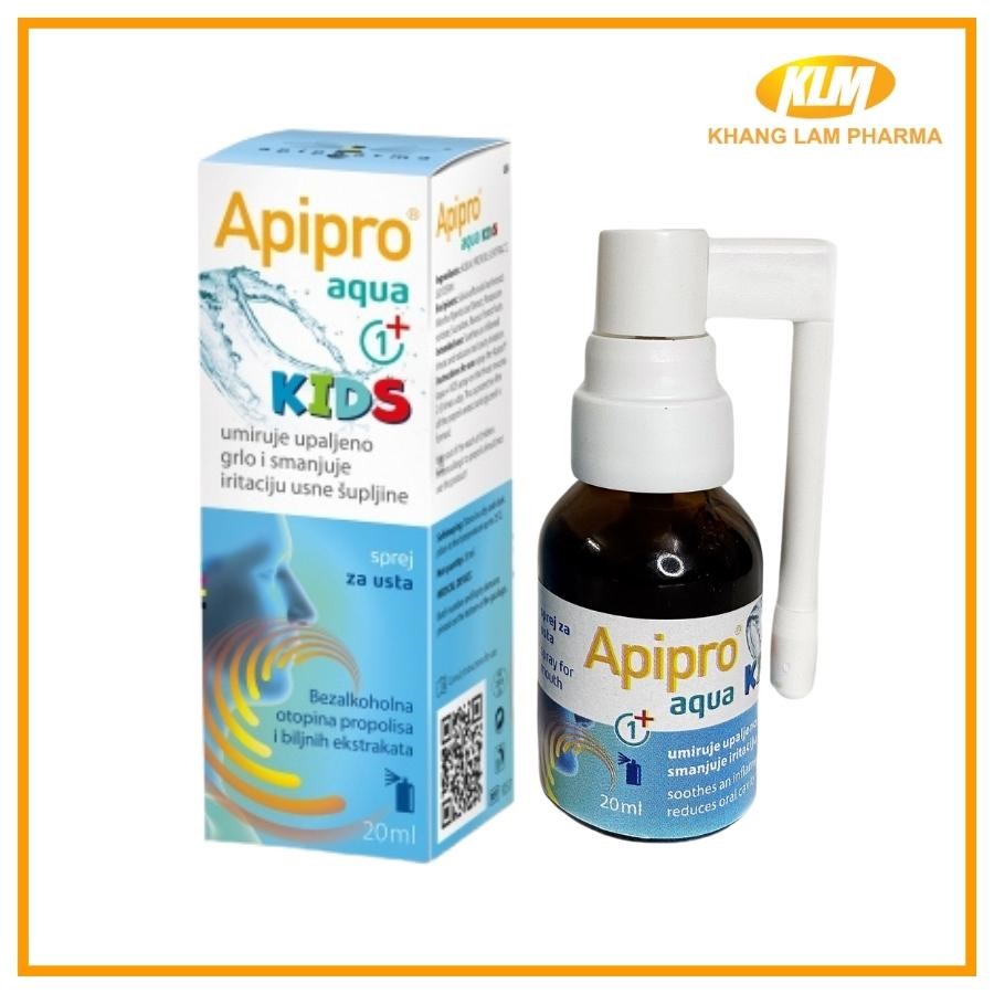 APIPRO Aqua KIDs - Xịt họng keo ong dành cho bé, giảm ho, ngứa rát, đau họng (Lọ 20ml)