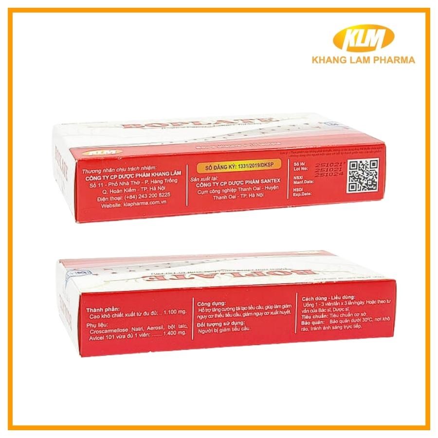 Boplate - Giải pháp cho giảm tiểu cầu (Hộp 20 viên)