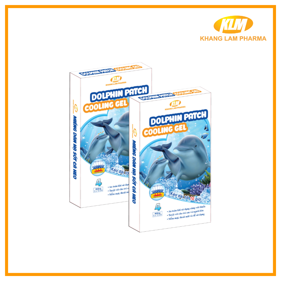DOLPHIN PATCH (Cooling gel) - Miếng dán hạ sốt cho trẻ em và người lớn (Hộp 4 miếng dán)