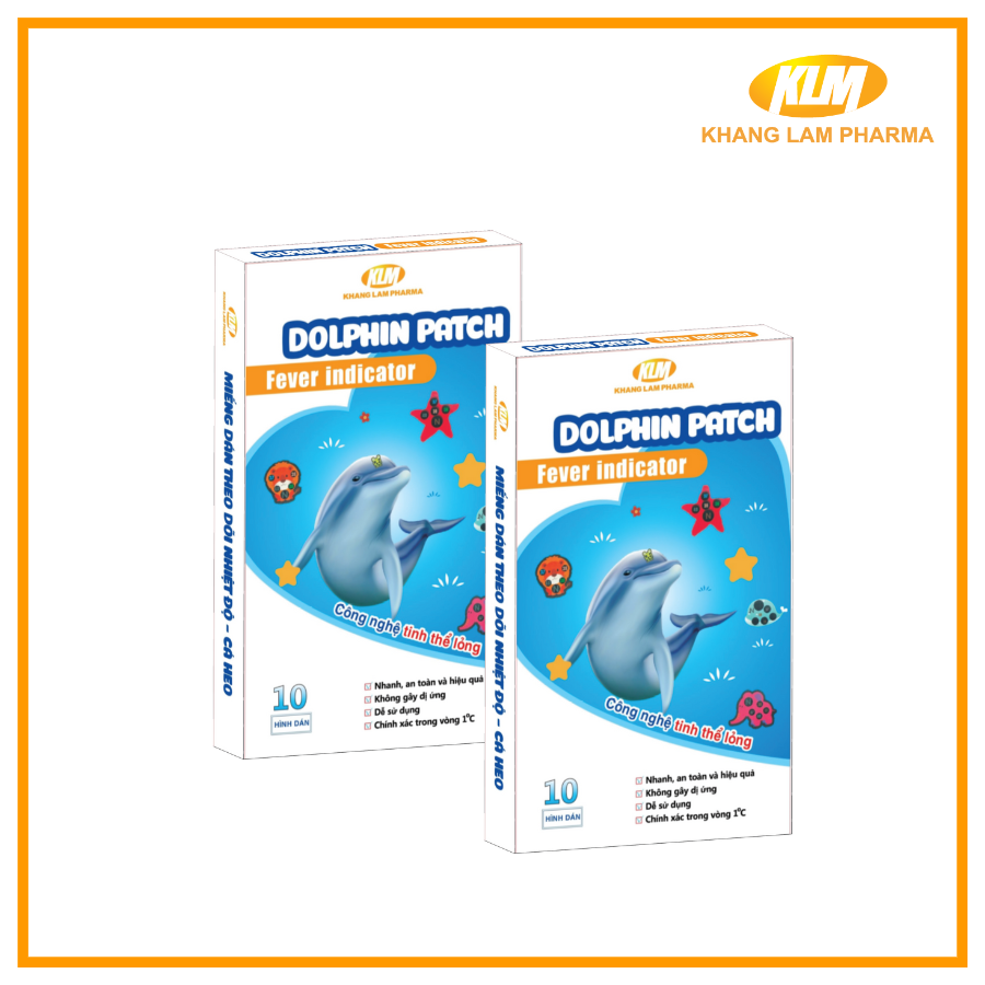 DOLPHIN PATCH (Fever indicator) - Miếng dán theo dõi nhiệt độ (Hộp 10 miếng dán)