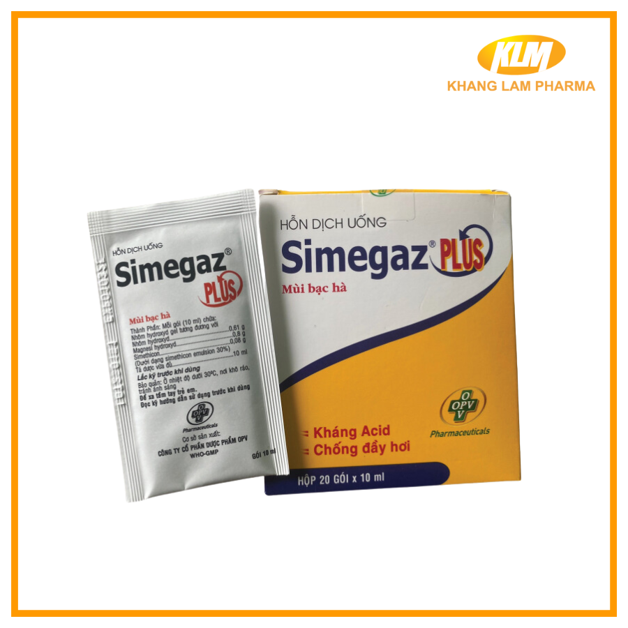 Simegaz Plus OPV - Hỗn dịch uống giảm đầy hơi, trướng bụng ăn không tiêu (Hộp 20 gói x 10ml)