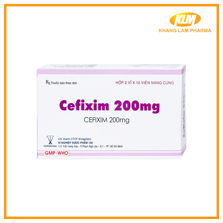 Cefixim 200mg - Thuốc điều trị các nhiễm trùng gây bởi các vi khuẩn nhạy cảm (Hộp 2 vỉ x 10 viên)