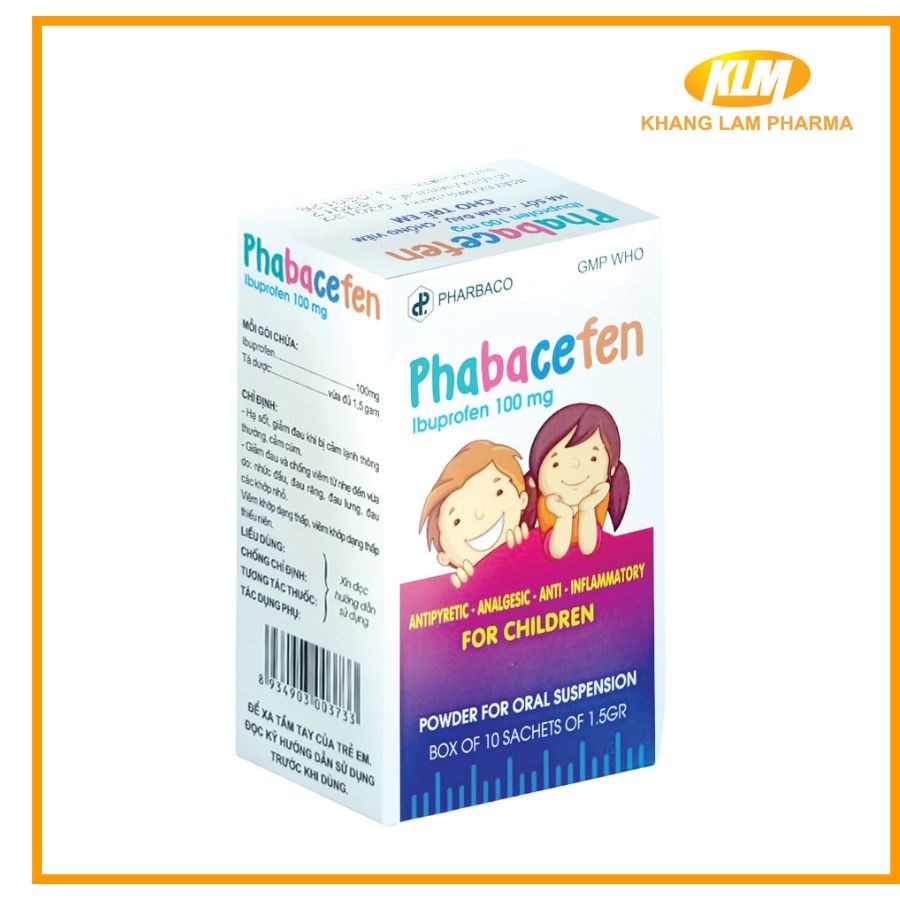Phabacefen - Hạ sốt, giảm đau dành cho trẻ Pharbaco (Hộp 10 gói)