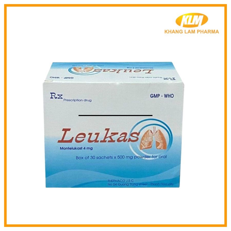 Leukas 4mg - Dự phòng/ điều trị hen phế quản mạn tính (Hộp 30 gói)