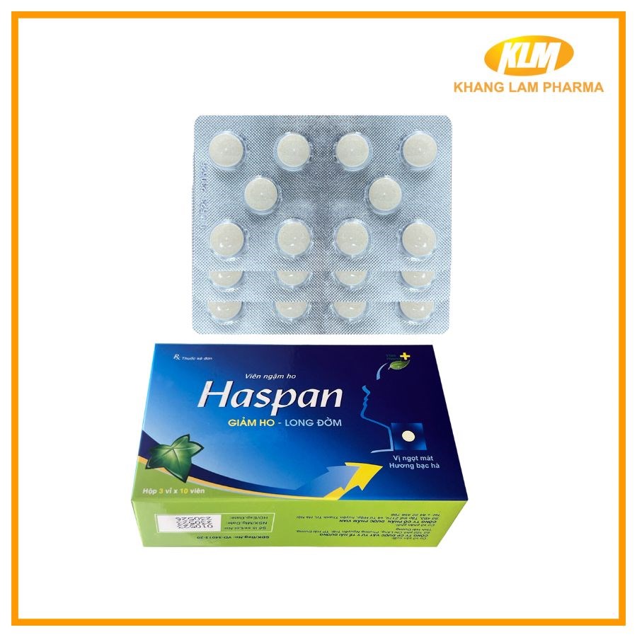 Haspan - Viên ngậm ho (Hộp 3 vỉ x 10 viên ngậm)